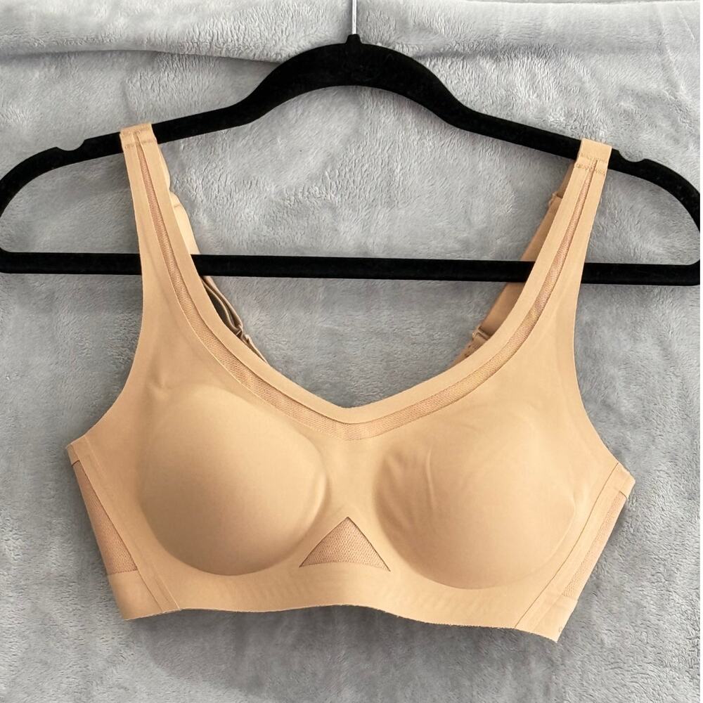 Honeylove CloudFuse Wireless Support Bra Molded Cups Hook Back XS Sand Nude